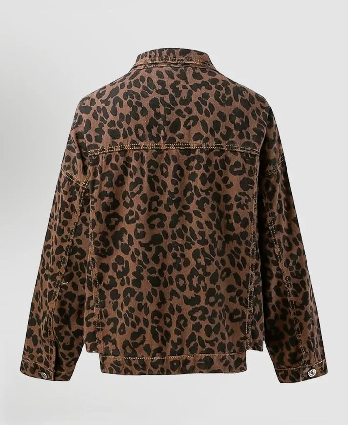 Leopard Print Denim Jacket