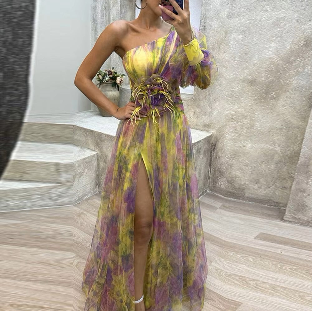 Emilia™ One Shoulder Sleeve Maxi Dress