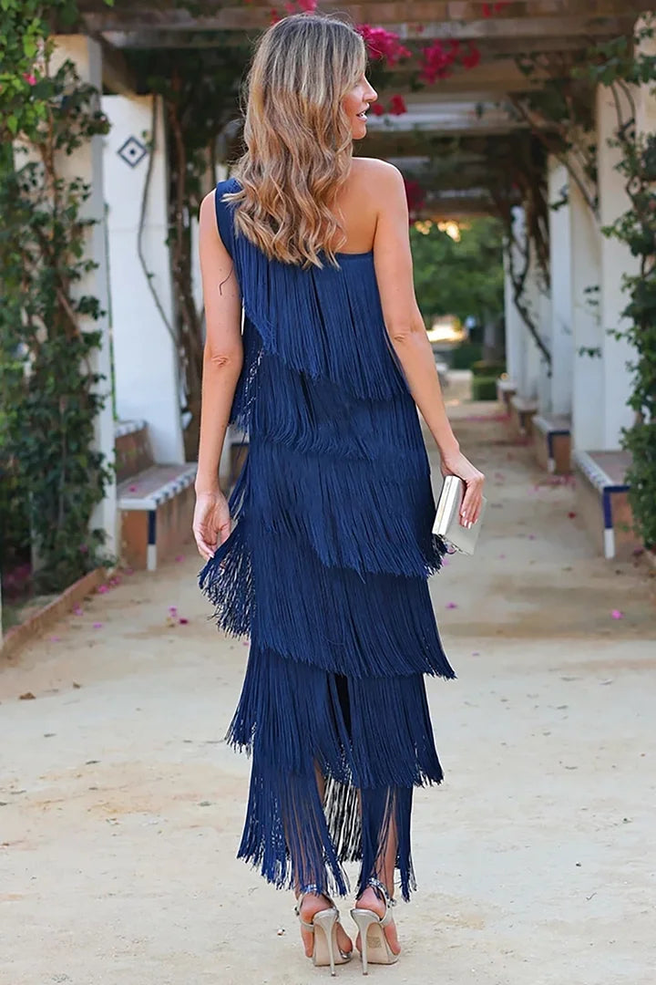 Off Shoulder Dress With Fringes