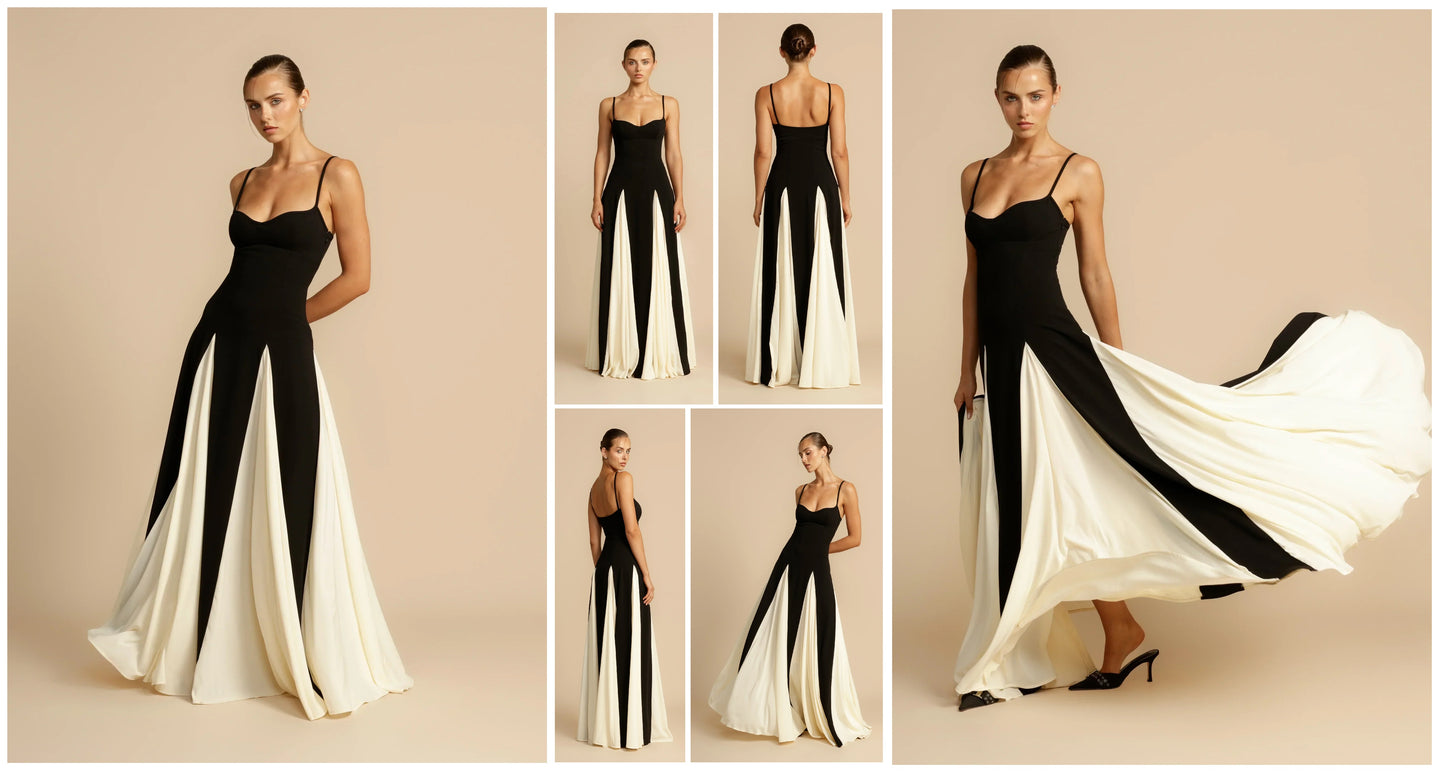 Roxanne Black&White Maxi Dress