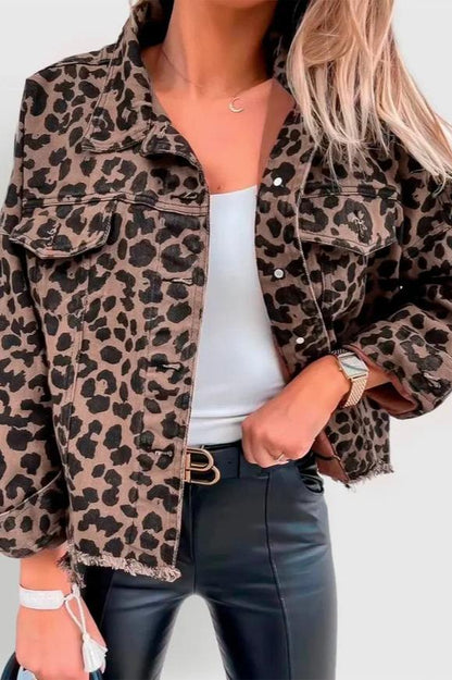 Leopard Print Denim Jacket