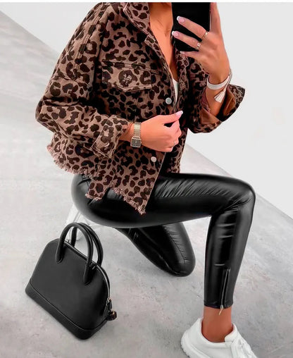 Leopard Print Denim Jacket