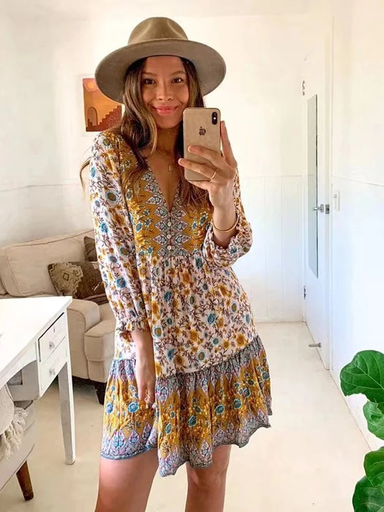 Vintage Bohemian Mini Dress