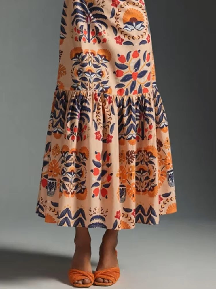 Off Shoulder Retro Maxi Dress