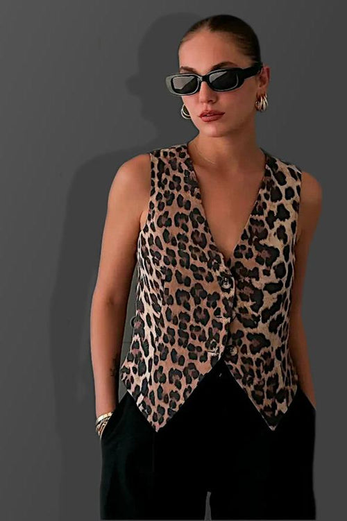 Elegant Leopard Print Vest