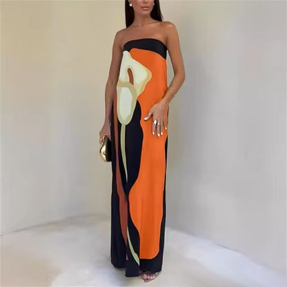 Emilia™  Floral Abstract Off-Shoulder Maxi Dress