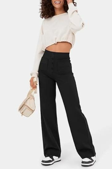 Elastic - Casual Straight Leg Trousers With High Waist